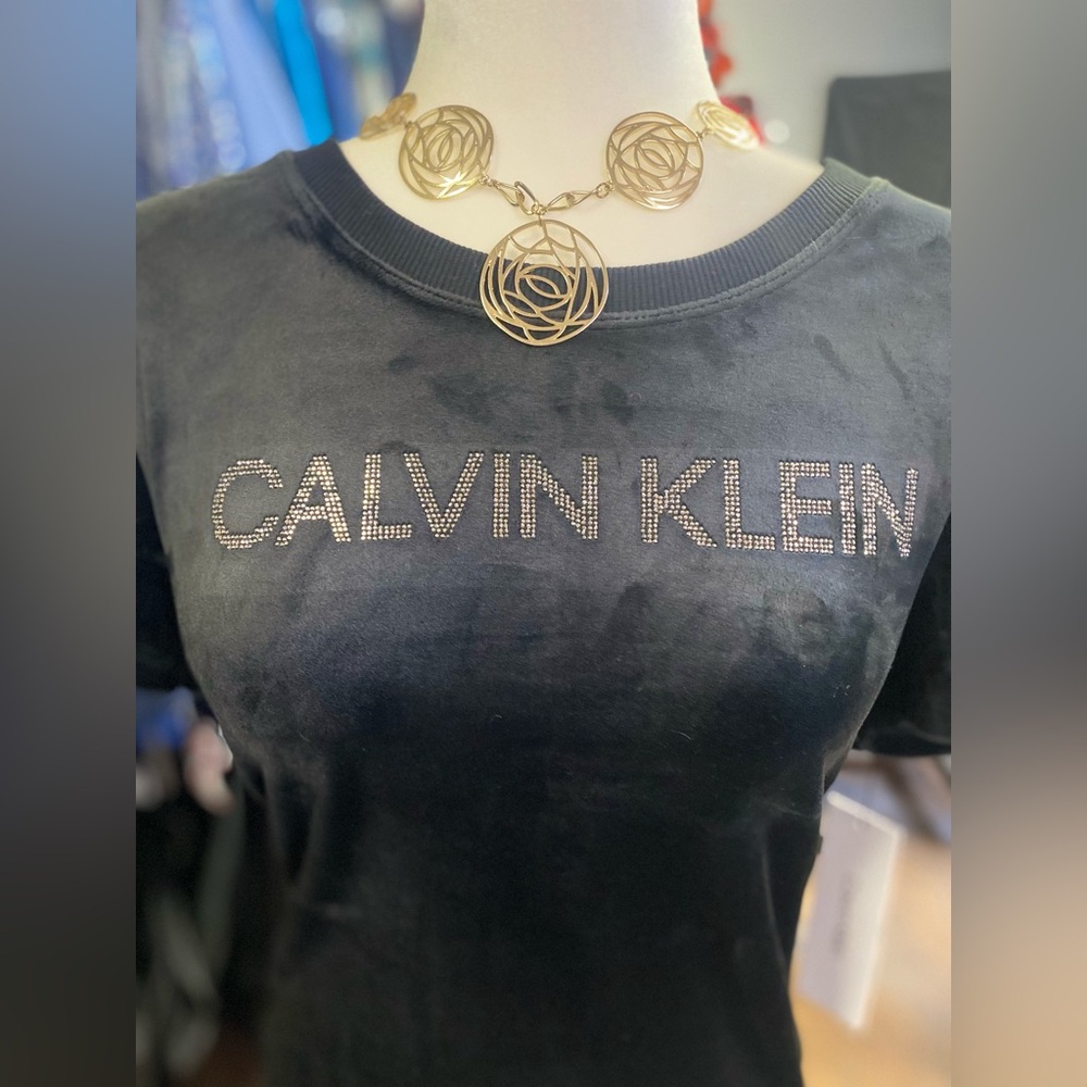 Calvin Klein Black Tee with Gold Accents